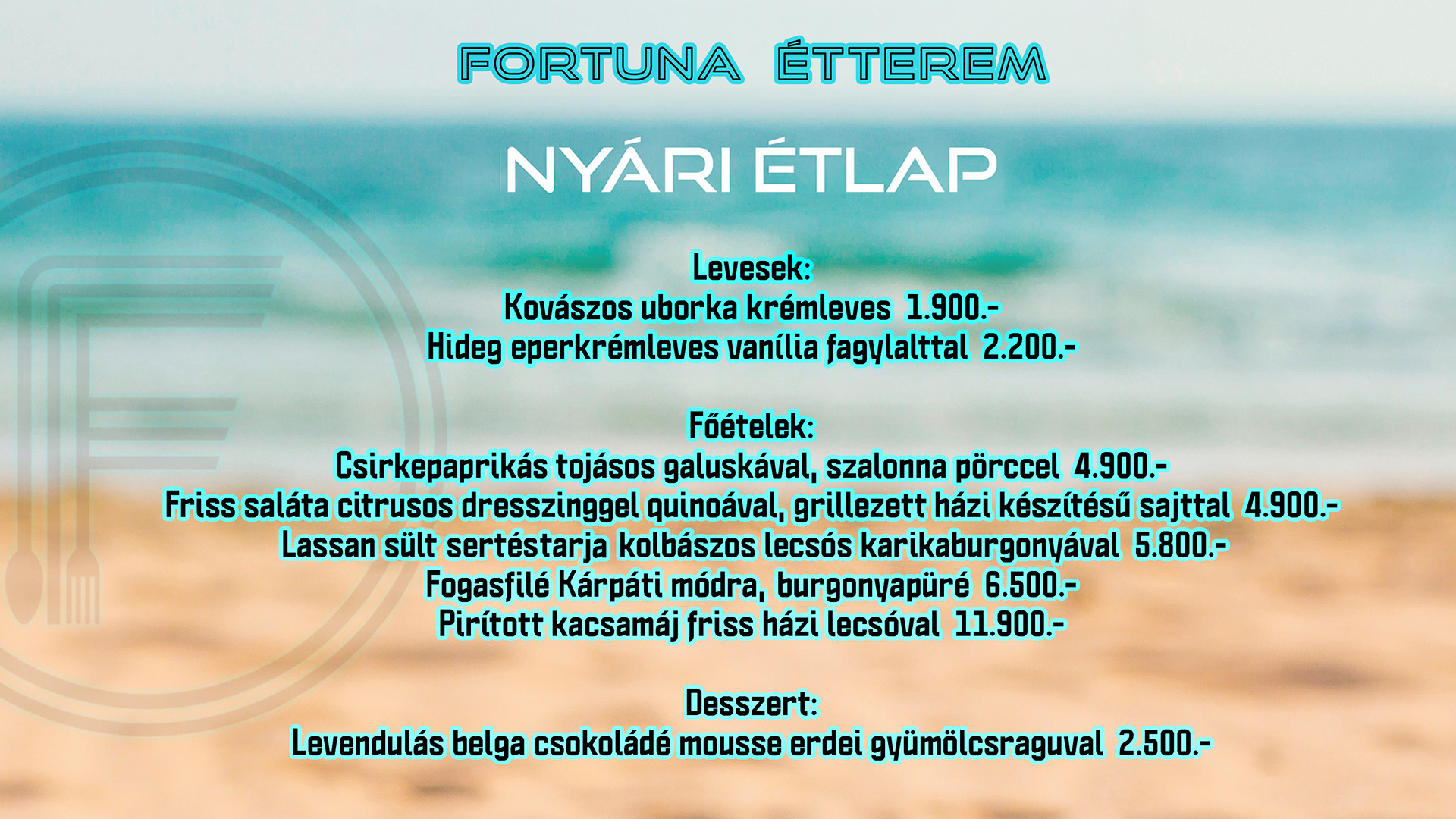 Fortuna Étterem - Tavszi étlap